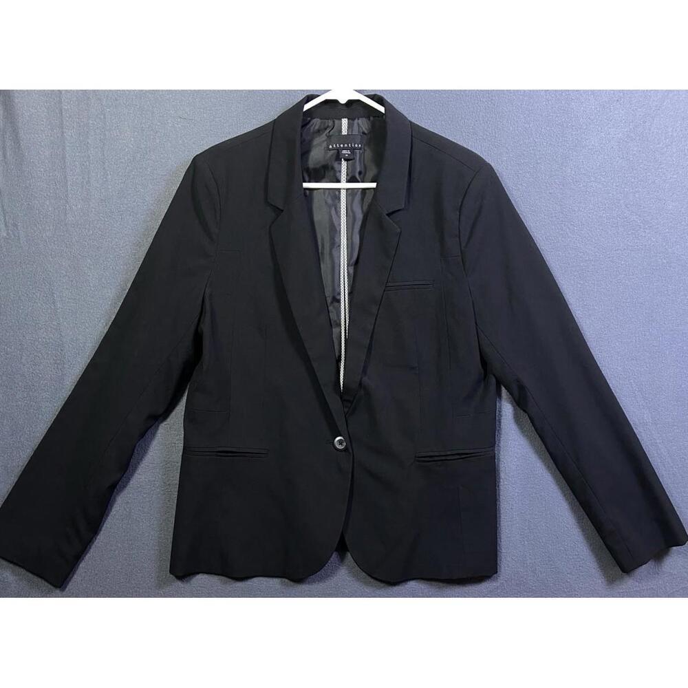 Attention Career Blazer Jacket Womens Size 14 Black Single Button Business
